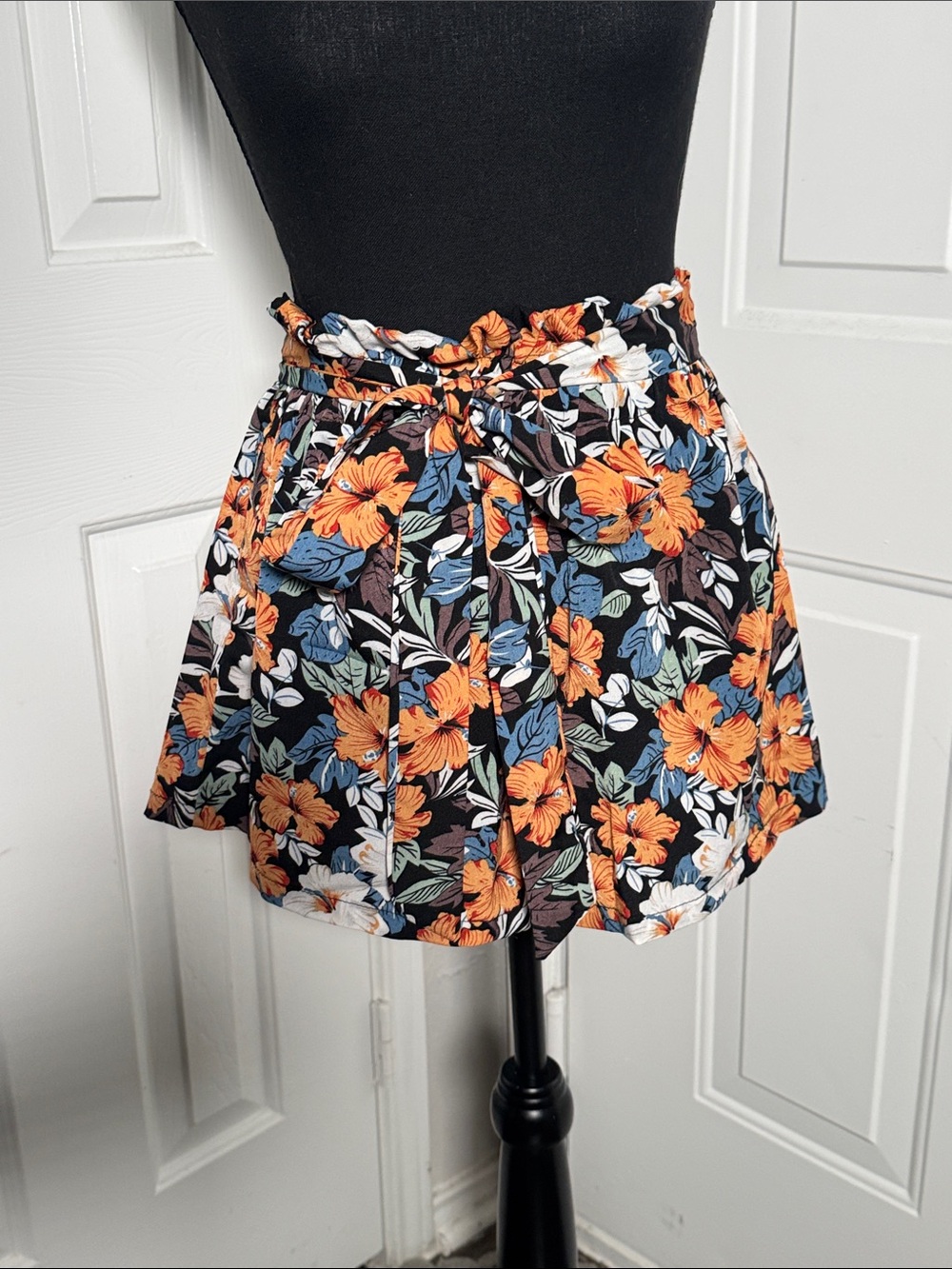 Floral Shorts with Orange and Blue Flowers